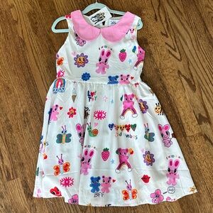 Lola + The Boys Colorful Print Dress with Pink Collar